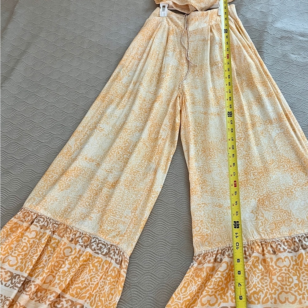 Free People Vanessa high rise wide leg pants and top set in gold only size small - Picture 8 of 13
